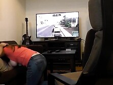 Sucked Off Playing Xbox.  Britney Swallows Gamer Blowjob
