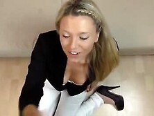 Blonde Jerks Out A Big Load On Her Face