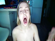 Swallows Cum And Cock After Being Doggystyled In The Chair