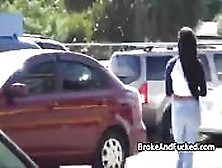 Drilling Huge Titty Ebony In Parking Lot