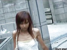 Slim Japanese Girlie Gets Boob Sharked On The Street.