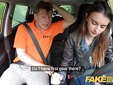 Fake Driving Schooll Fine Hot Charming Youngster Brunette Tight Twat Slammed