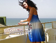 Nikki Ladyboys Blue Dress Balkony