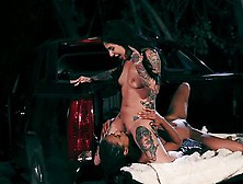 Kira Noir And Joanna Angel Hook Up In The Back Of A Pickup In The Dark