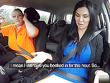 Busty Harmony Reigns And Examiner Make Out In The Car