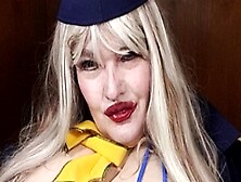 Sexy Stewardess Susi Pulling Out Tits