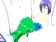 Cute Anime Chicks With Green And Blue Hair Make Lesbian Love