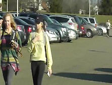 Two Public Ejaculations Watching College Spandex Leggings