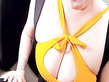 Big Titted Mom Bounces & Titfucks Huge Dick Inside Yellow Sports Bra Four Enormous Jizzed Between Huge Titties