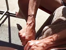 Oiled Up Handjob Blowing My Load On The Patio