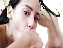 A Close-Up Video On A Cute Girl While She's Demonstrating Blowjob Skills