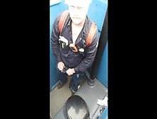 Worker Bear Jerks Off & Cum In Porty Potty At Work