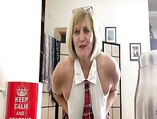 Huge Tit Older Into School Uniform Fantasises About Fucking While Making Coffee