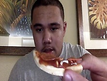 Fat Fuck Eats Pizza Very Provocatively And Talks About Day