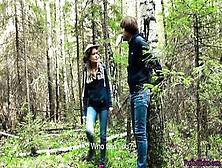 Stranger Arouses,  Sucks And Hard Fuckes In The Forest Of Fastened Man Outdoor