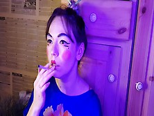 Chinese Stepsister Smokes A Cigarette