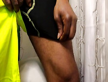 Jerking Off After Running (Now Me So Horny) Jacking Big Black Dick In Green Shorts