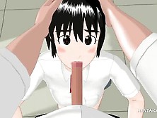 Hentai Schoolgirl Blowing Hard Dick On Her Knees