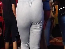 Candid Ebony With A Fat Ass In Grey Body Suit Slo