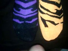 Cumming On Mismatched Zebra Ankle Socks