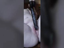 Wife's Creamy Wet Pussy Takes 11In Dildo