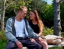 Sex On A Bench Outdoors With A Hot Teen In A Lovely Skirt