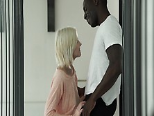 A Lovely Pale Blonde Is Getting Some Dark Meat Inside Her Cunt