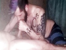 Cock-Hungry Inked Guy Is Filmed While Deepthroating On Hard Cock
