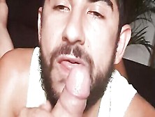 Bearded Guy Licks That Cock From All Sides And Sucks It