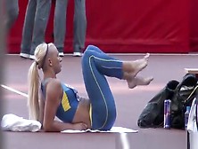 Sexy Blonde Athletic Warming Up