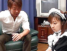 Sexy Japanese Maid Is Sucking His Knees