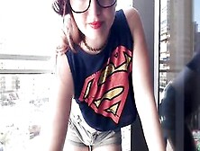 Supergirl Dressed Flashing Melons Inside Balcony
