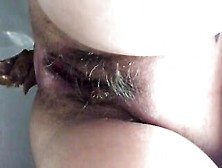 Mature Hairy Lady Pooping Thick Turd