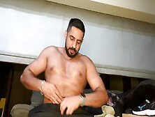 Arab Cumming Twice In A Row,  Touching His Cock Until He Squirts A Lot Of Cum