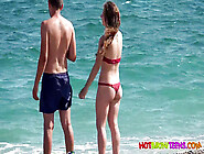 Extraordinaire Sizzling Figure Fit Bikini Thong Teen Voyeured At Beach