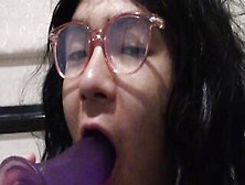 Practising Sucking Off Cock On A Vibrator