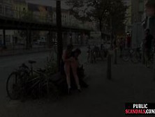 Busty German Publicly Humiliated Outside Before Cock Riding