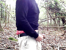 Public Masturbation In The Woods,  Showing A Nice Sag In My Hollister Boxers And Cargo Shorts.