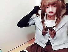 Japanese Crossdresser Masturbates With Schoolgirl Cosplay Part1
