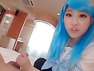 Japanese Cosplay Girl With Light Blue Hair