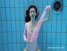 Wet Roxalana Cheh Wearing Pink Dress In The Pool