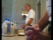 Daddy Wanks His Big Cock In Front Of Mirror