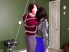Exposed Tranny Bound,  Hung,  And Bagged By Vengeful Co-Worker!