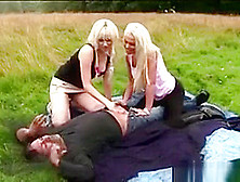 Outdoor Blowjob For Amateur Dude By British Cfnm Girls