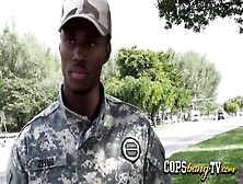 Pervert Police Officers Fake Soldier On The Street And Have A Threesome.