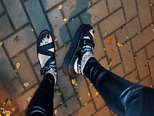 Crossdresser With Cute Feet In Sexy Platform Sandals