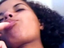 Young Ebony With Cute Natural Tits Sucking On A Tiny Dick