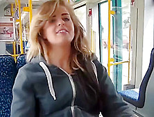 Horny German Teen Playing With Her Pussy In The Tram