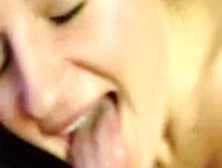 Jizz Lands On Face And Tongue