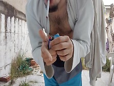 Stud Undressing To Pee And Smoke / Bizarre Boy
